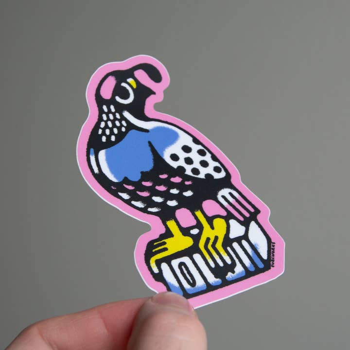 Curlworks - Wholesale Sticker - California Quail - 3" Vinyl Sticker1