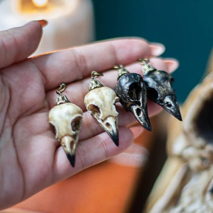 Costurero Real - Vendita all'ingrosso Orecchini pendenti - Orecchini teschio corvo gioielli gotico stregoneria Halloween3