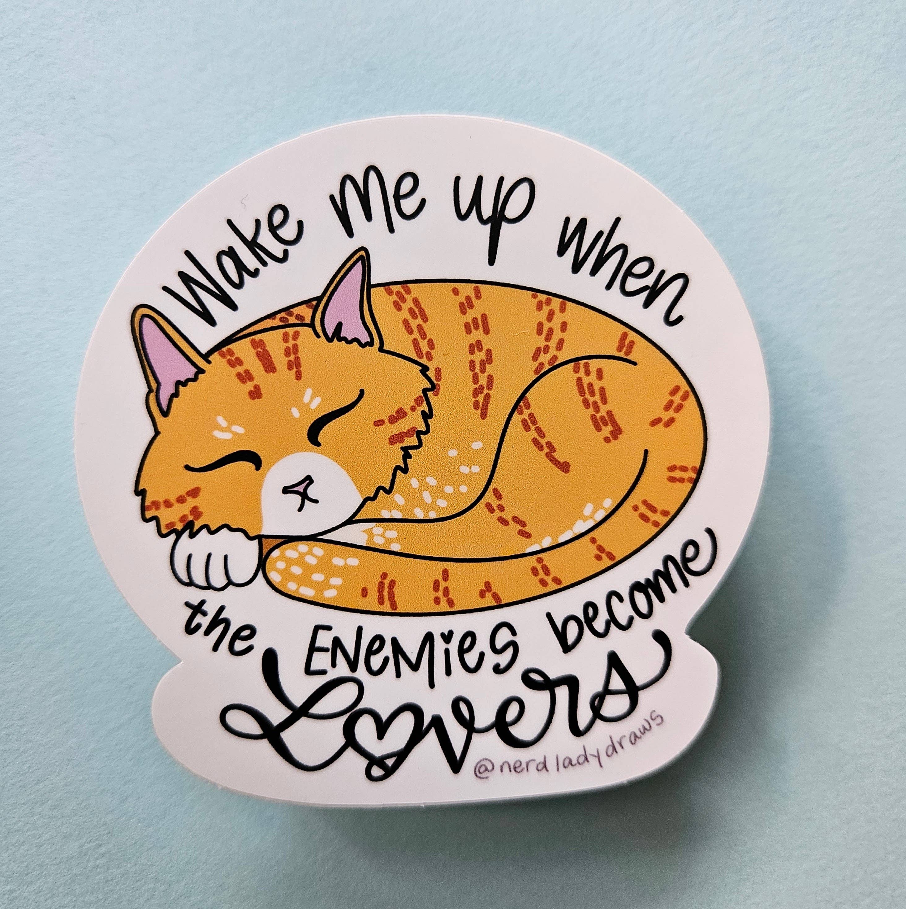 Nerd Lady Designs - Wholesale Sticker - Enemies to Lovers Sleeping Kitty Sticker3