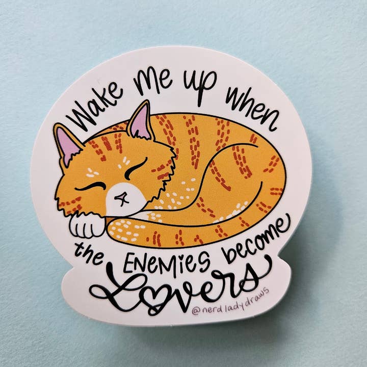 Nerd Lady Designs - Wholesale Sticker - Enemies to Lovers Sleeping Kitty Sticker3