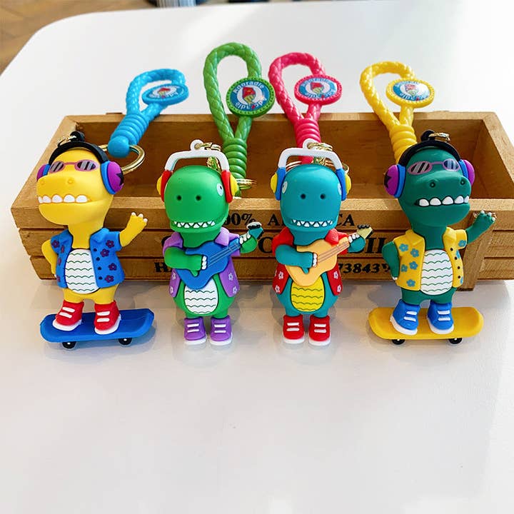 KiddieKickz - Wholesale Keychain – Child - Cartoon DJ Little Dinosaur Doll PVC Keychain Cute Keychain4