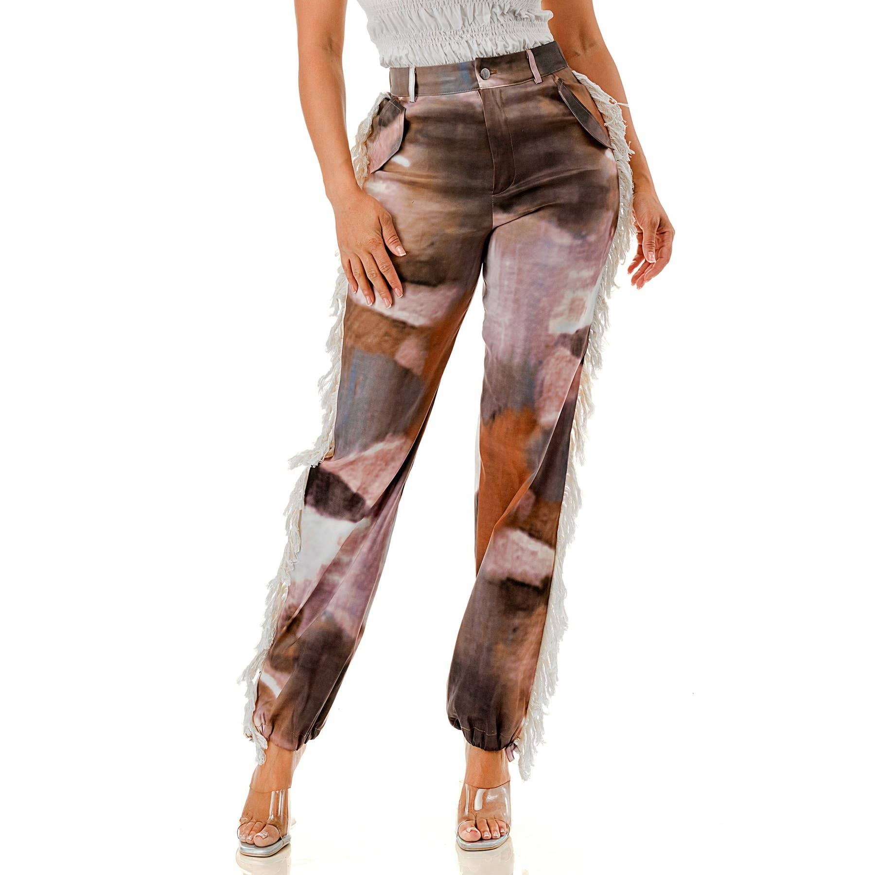 DORCAS - Vendita all'ingrosso Pantalone - Donna - Pantaloni con nappine laterali, fascia elastica in vita e tasche laterali8