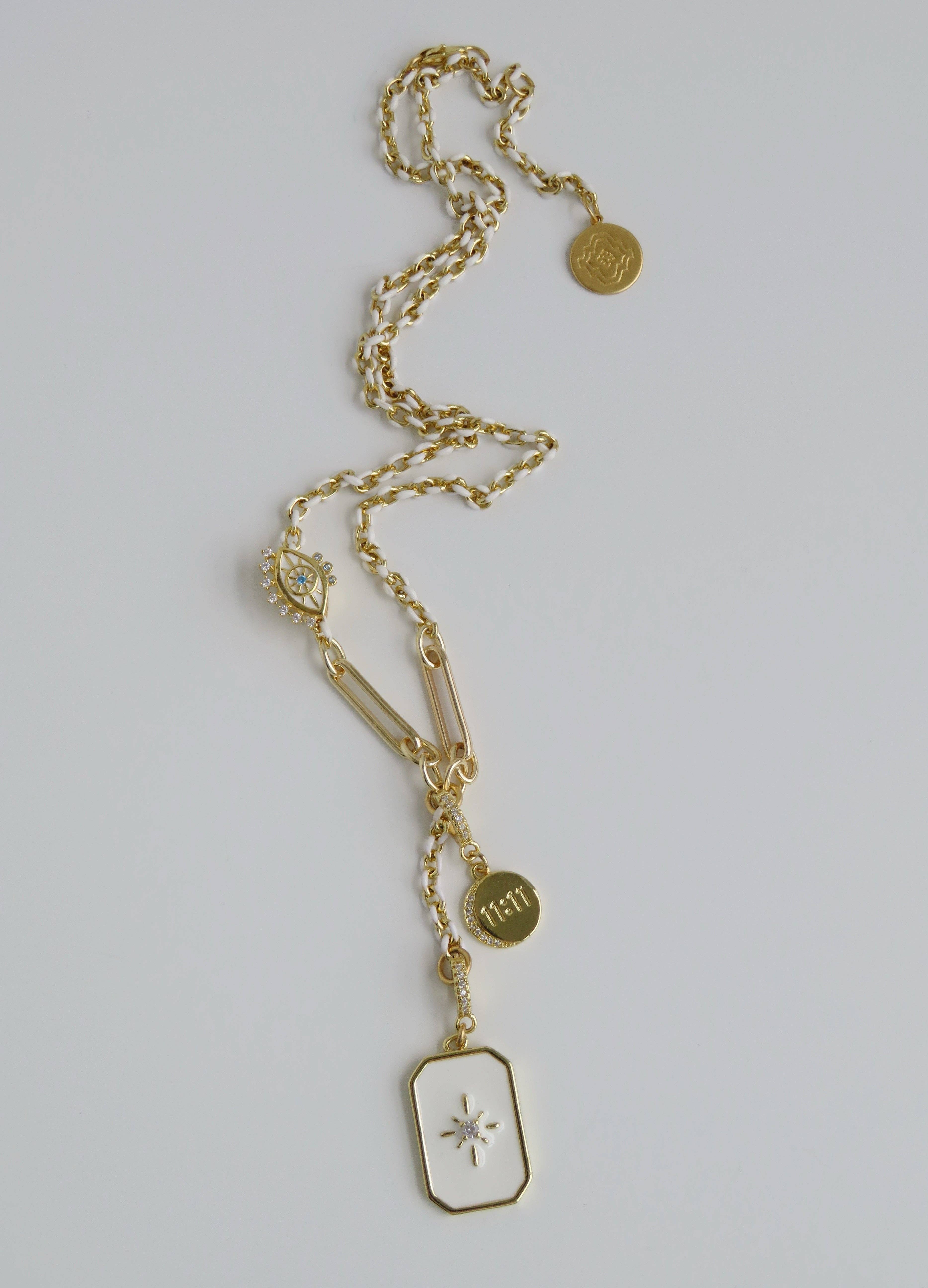 Boutique Suarez Co. - Wholesale Y-Neck/Lariat Necklace - White Oval Link Lariat Charm Holder Necklace11