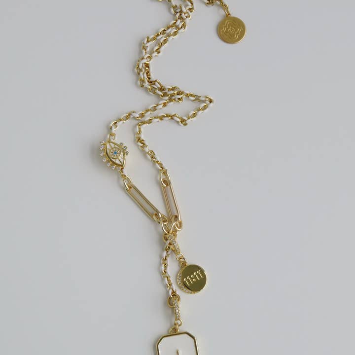 Boutique Suarez Co. - Wholesale Y-Neck/Lariat Necklace - White Oval Link Lariat Charm Holder Necklace11