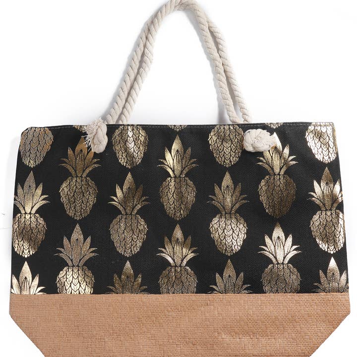 T-M3.1 BAG217-003 Strandtasche Ananas 55x39cm für den Großhandel von Menga Trading