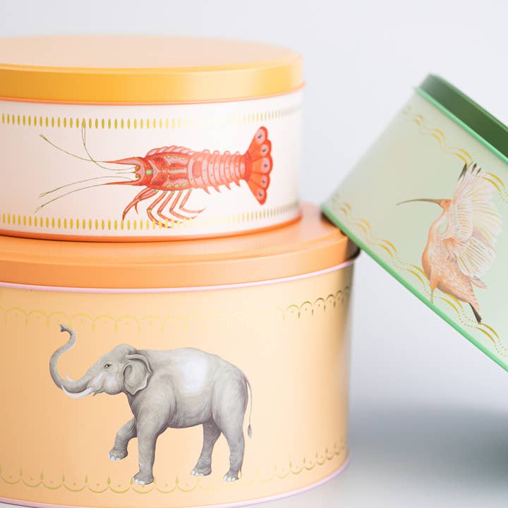 Yvonne Ellen - Wholesale Food Storage Container - Yvonne Ellen Lobster/elephant/ibis Round Cake Tins (set Of 3