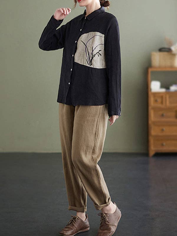 VividLux - Wholesale Overhemd met knopen - Dames - Vintage blouses en hemden met lange mouwen en losse geborduurde tops met reverskraag10