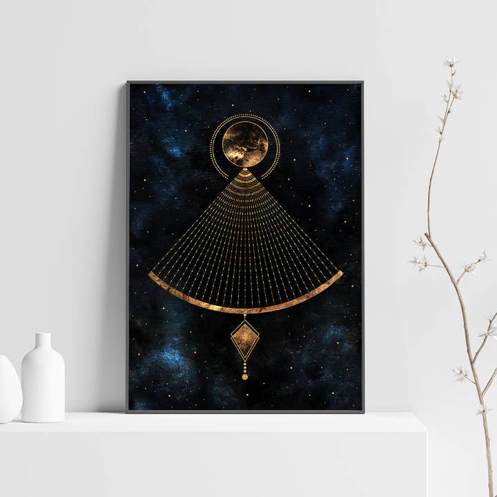 The Flow Design - Wholesale Art Print - Witchy Print, Balanced Pendulum, Celestial Spiritual Poster