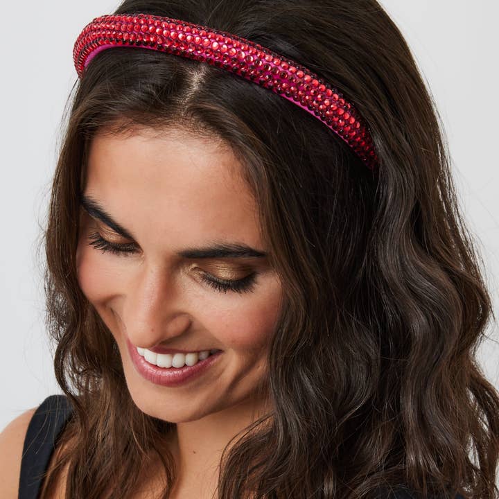 Skinny Rhinestone Headband in Pink for wholesale on Faire2