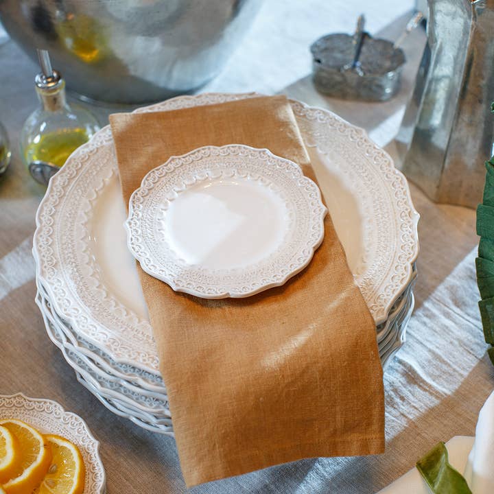 Arte Italica & Crown Linen Designs - Wholesale Appetizer Serveware - Finezza Cream Bread / Canapé Plate1