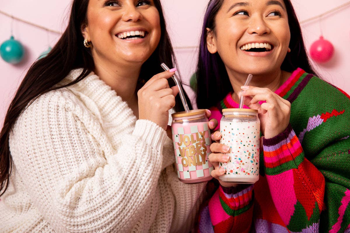 Talking Out of Turn - Wholesale Drinking Glass/Cup - Holiday Can Glass w/Lid + Straw19