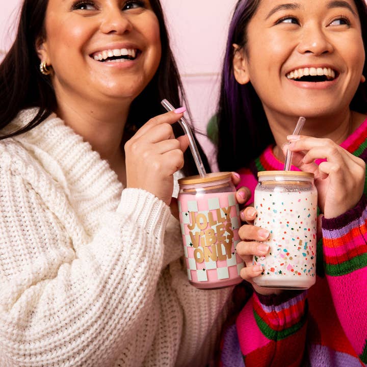 Talking Out of Turn - Wholesale Drinking Glass/Cup - Holiday Can Glass w/Lid + Straw19