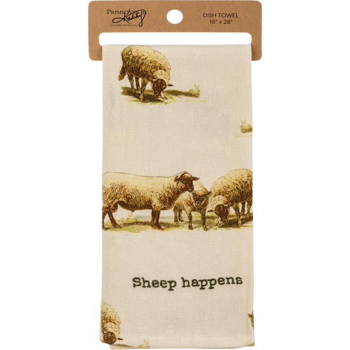 Primitives by Kathy - Wholesale Tea Towel - Sheep Happens Kitchen Towel2