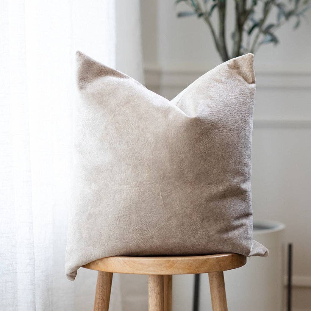 Linen & Ivory - Wholesale Throw Pillow Cover - EVY || Warm Brown Suede Pillow Cover5