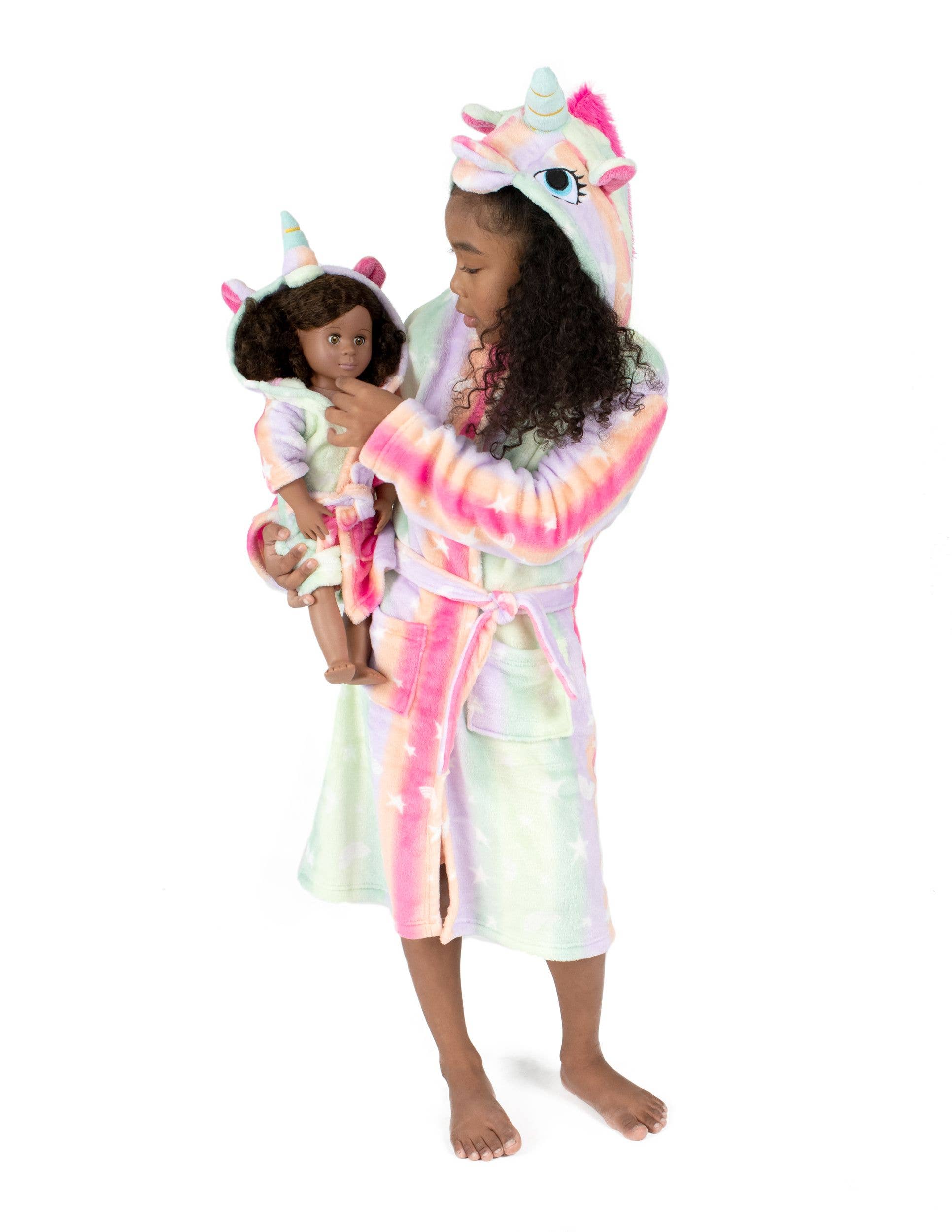Leveret Pajamas - Wholesale Robe - Kids - Kids Girl & Doll Fleece Hooded Robe9