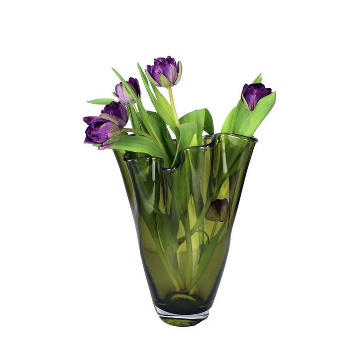 Signature Home Collection GmbH – wholesale Vas – Grön vågig glasvas i blomstermodell4