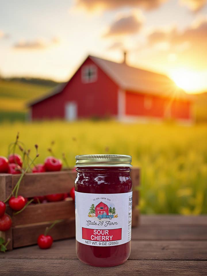 Sour Cherry Jelly - 9 oz for wholesale by State 28 Farm