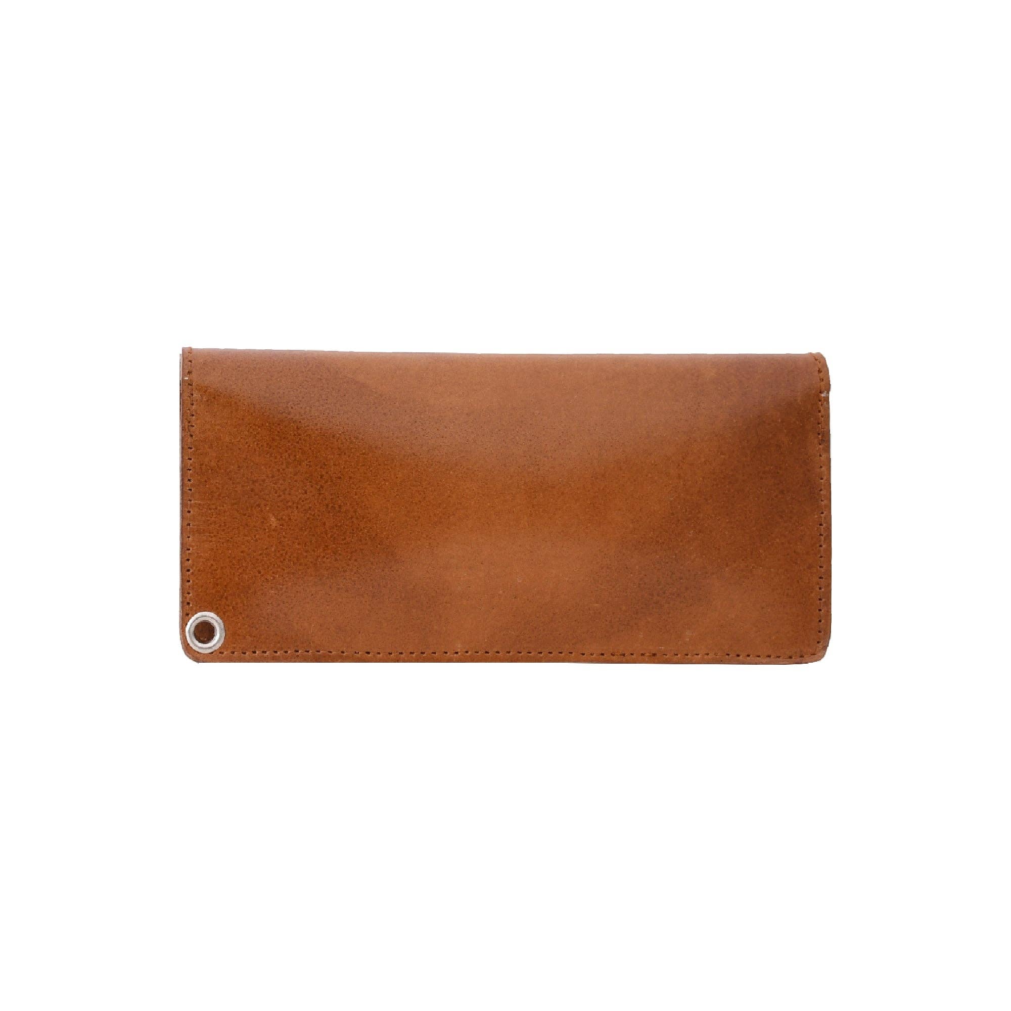 LARGE TRUCKER - Vegetable Tanned Leather Wallet Orange for wholesale on Faire2