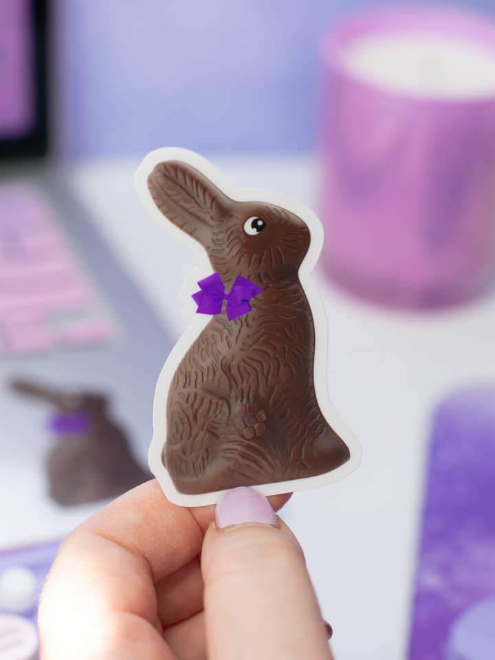 Chocolate Bunny Clear Vinyl Sticker for wholesale by Kate & Kris