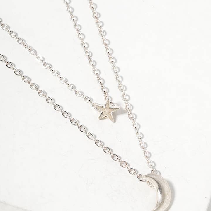 Wild Honey - Wholesale Pendant/Charm Necklace - Moon And Star Pendant Layered Necklace1