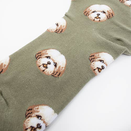 Million Dogs - Wholesale Socks - Women's - Olive Shih Tzu Pattern Socks1