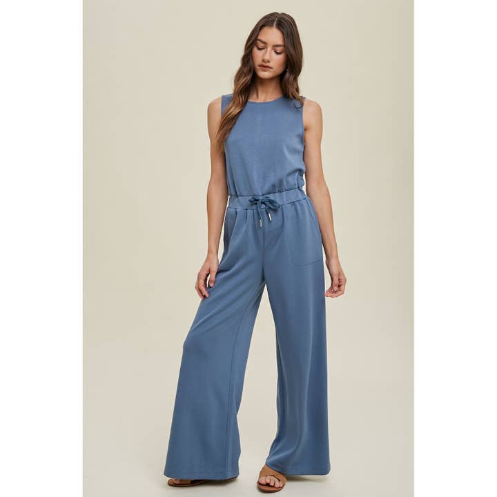 Apolline - Wholesale Jumpsuit - Women's - WIDE LEG SCUBA JUMPSUIT WITH DRAWSTRING3
