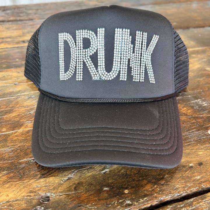 Vibes Hat Company - Wholesale Trucker Hat - Women's - DRUNK Rhinestone Trucker Hats | Summer Truckers | Drinking