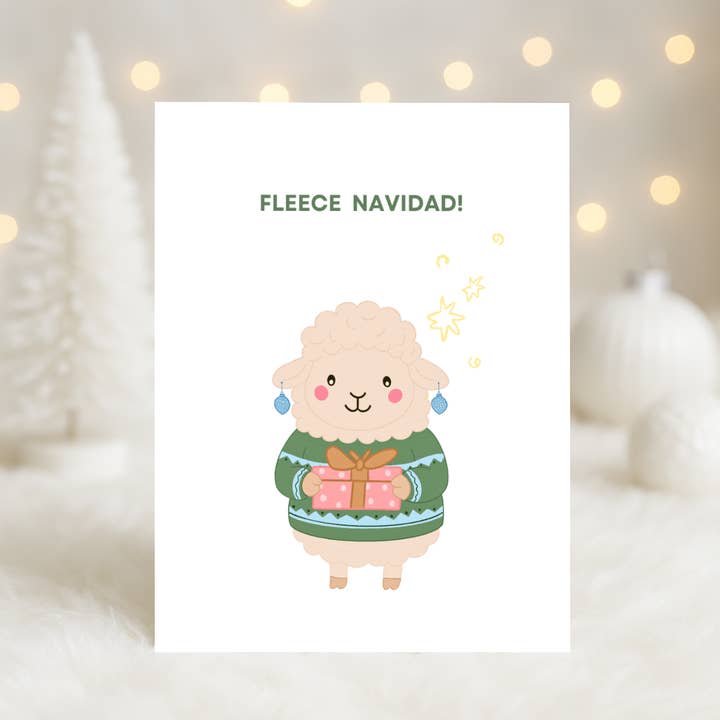 Momo's Pun - Wholesale Kerstkaartje - Vlies Navidad - Kerstmis Woordgrap Kaart1