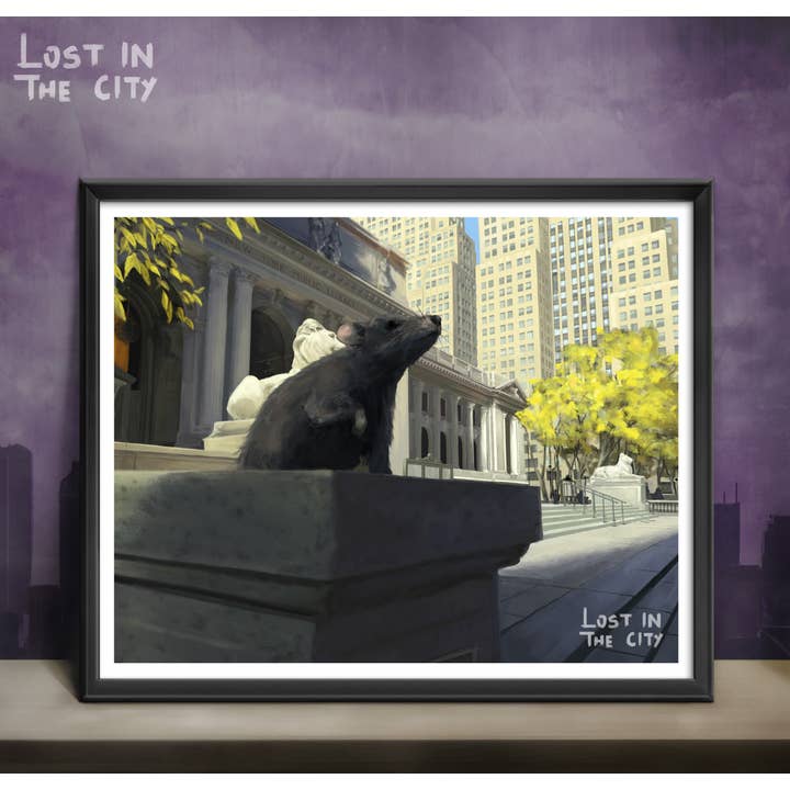 Patience, Fortitude and the New York Public Library Rat Prin for wholesale by Santi of all Trades