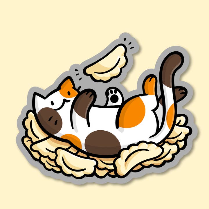 Playing with Pierogis Cat Vinyl Sticker for wholesale by Shop Emily M