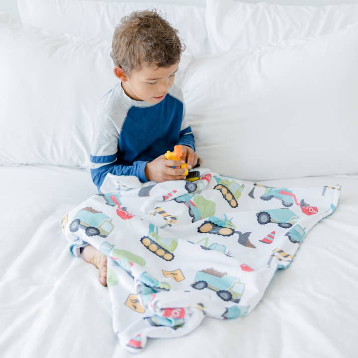 Honey Lemonade- Minky Baby Blankets and Gifts – wholesale Bedding blanket – Kids & Baby – Toddler Minky Blanket - Construction Trucks2