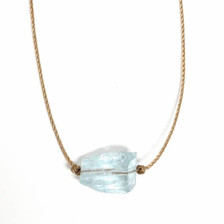 Merelani Designs - Wholesale Pendant/Charm Necklace - Aquamarine Freeform Gemstone Necklace