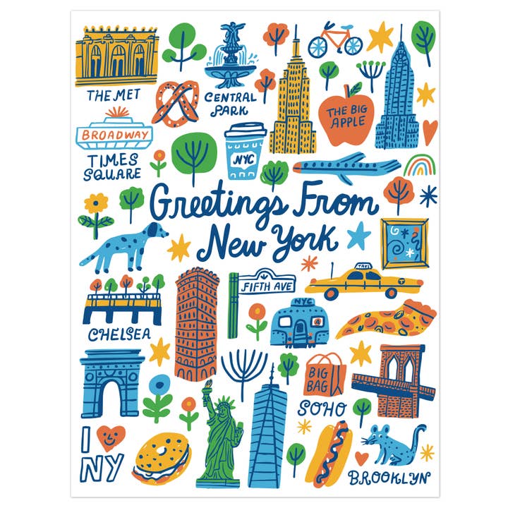 Greetings From New York Landmarks Blank Card for wholesale by THE FOUND