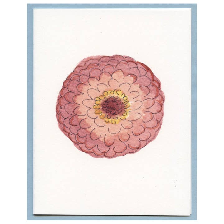 Sweet Pink Zinnia Blank Card for wholesale by Zucchini Fish