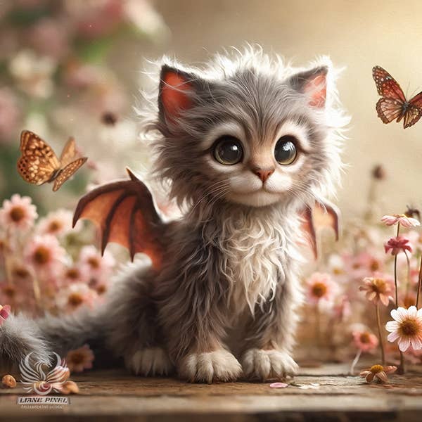 Photo lustrée non encadrée de Kasey le chaton de 8 x 8 po pour la vente par Liane Pinel Design