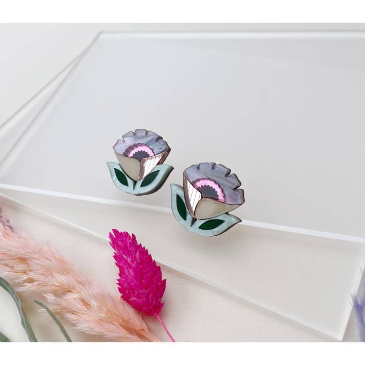 Isobel Floral Statement Stud Earrings - Sunset for wholesale by Rosa Pietsch