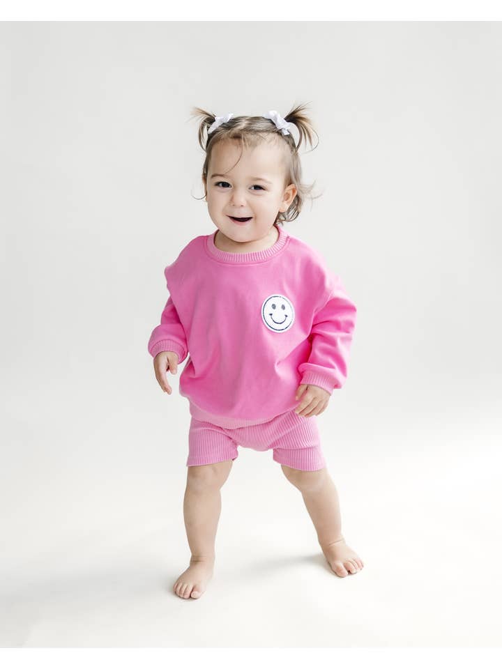Lucky Panda Kids - Wholesale Top & Short Set - Kids - Baby & Kids Biker Shorts Set | Pink