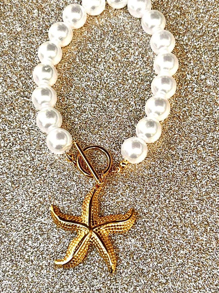 Natural Pearl Starfish bracelet for wholesale by Amber Leaf Jewellery
