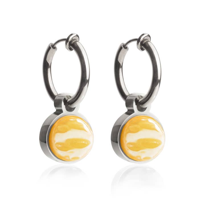 Mix & Match earclips with pendant • silver/sun yellow •14mm for wholesale by ALEXASCHA