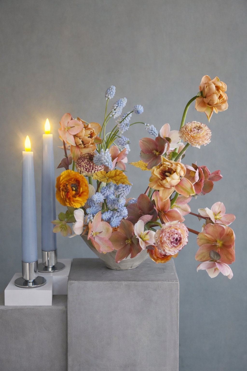 GLO & NEST - Wholesale Flameless Candle - Set of 2 LED Taper Candles -Quiet Sky1