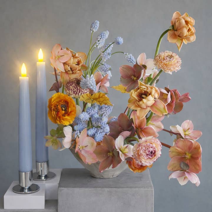 GLO & NEST - Wholesale Flameless Candle - Set of 2 LED Taper Candles -Quiet Sky1