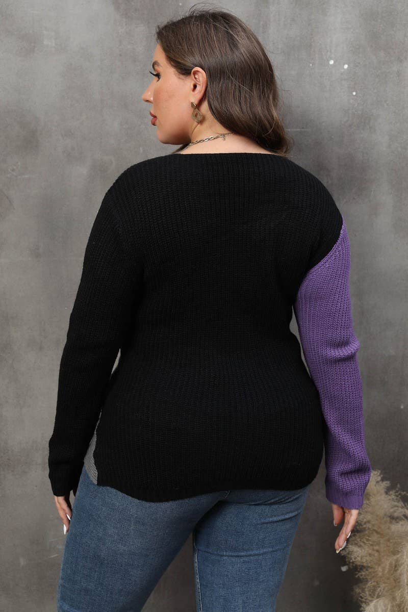 Lily Clothing - Wholesale Knit Sweater - Women's - WOMEN PLUS SIZE SEXY DEEP NECK CROSS WRAP SWEATER_CWOCAL029810