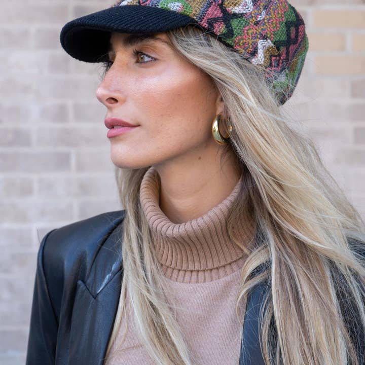 Magid - Wholesale Newsboy/Schoolboy Hat - Women's - Magid Geometric Print Cadet Cap