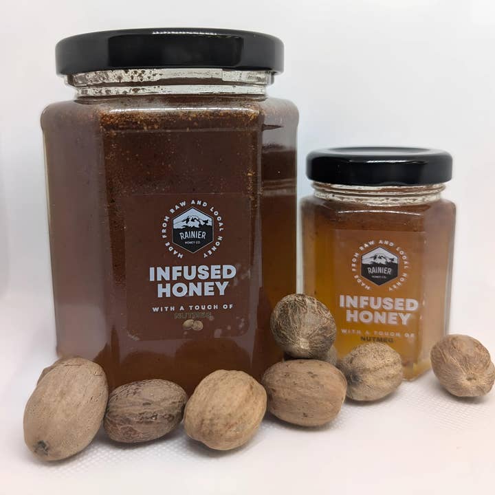 Nutmeg Infused Honey for wholesale by Rainier Honey Co