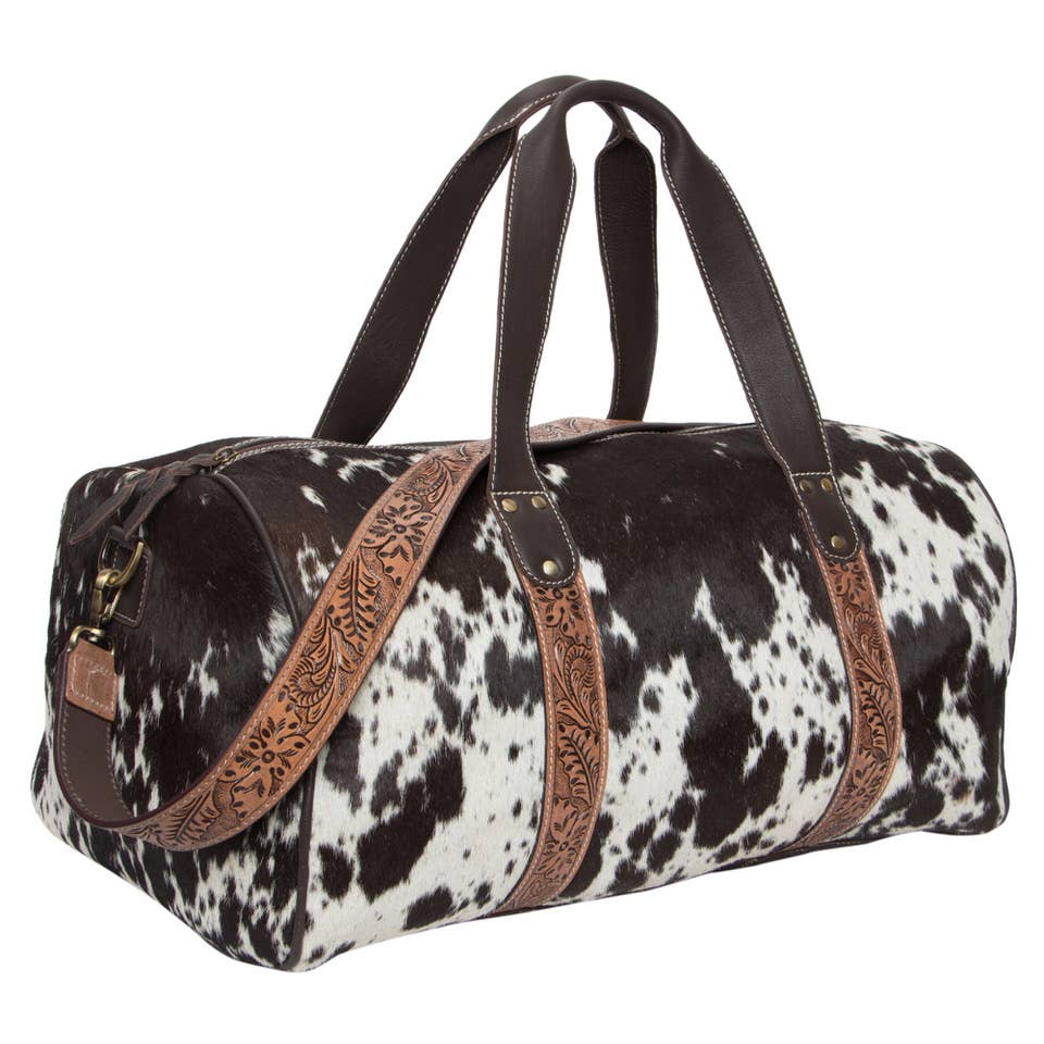 The Design Edge - Wholesale Weekender Bag - Women's - Tooling Leather Cowhide Travel Bag - AT61- Columbia1