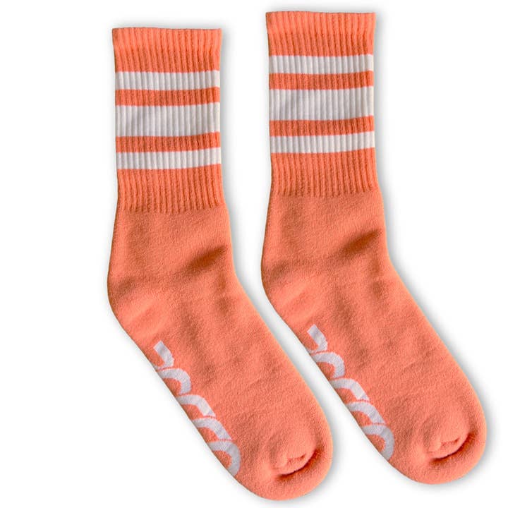 SOCCO White Striped Crew | Coral for wholesale on Faire