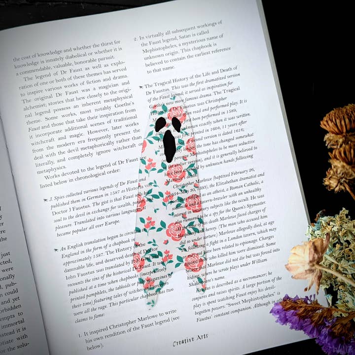 Klares Lesezeichen — Blumenbogen Ghost Ghul Haunted Goth für den Großhandel von Dark Veinlet