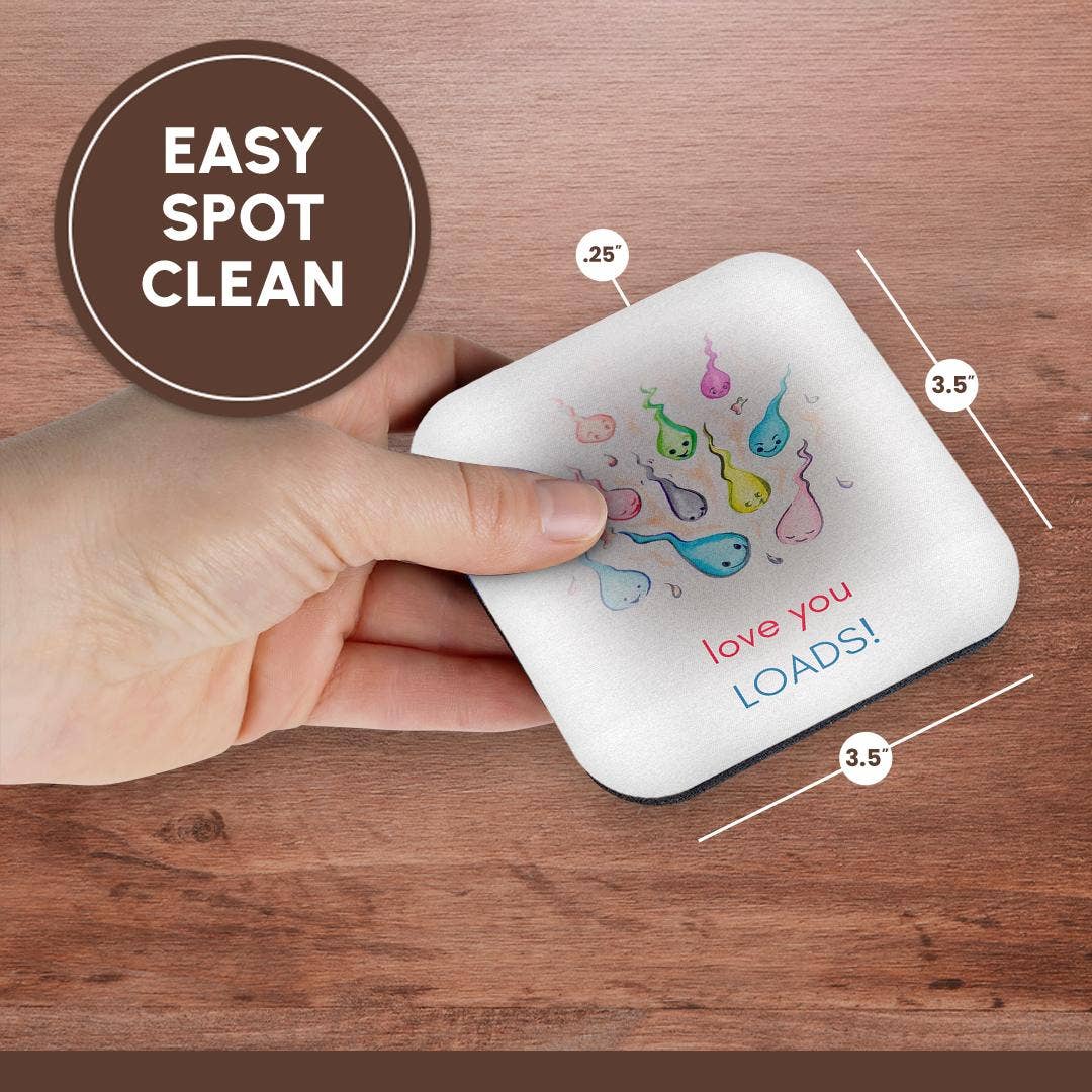 3dRose - Wholesale Coasters - 3dRose, Cute image of sperm with typography., Coaster13