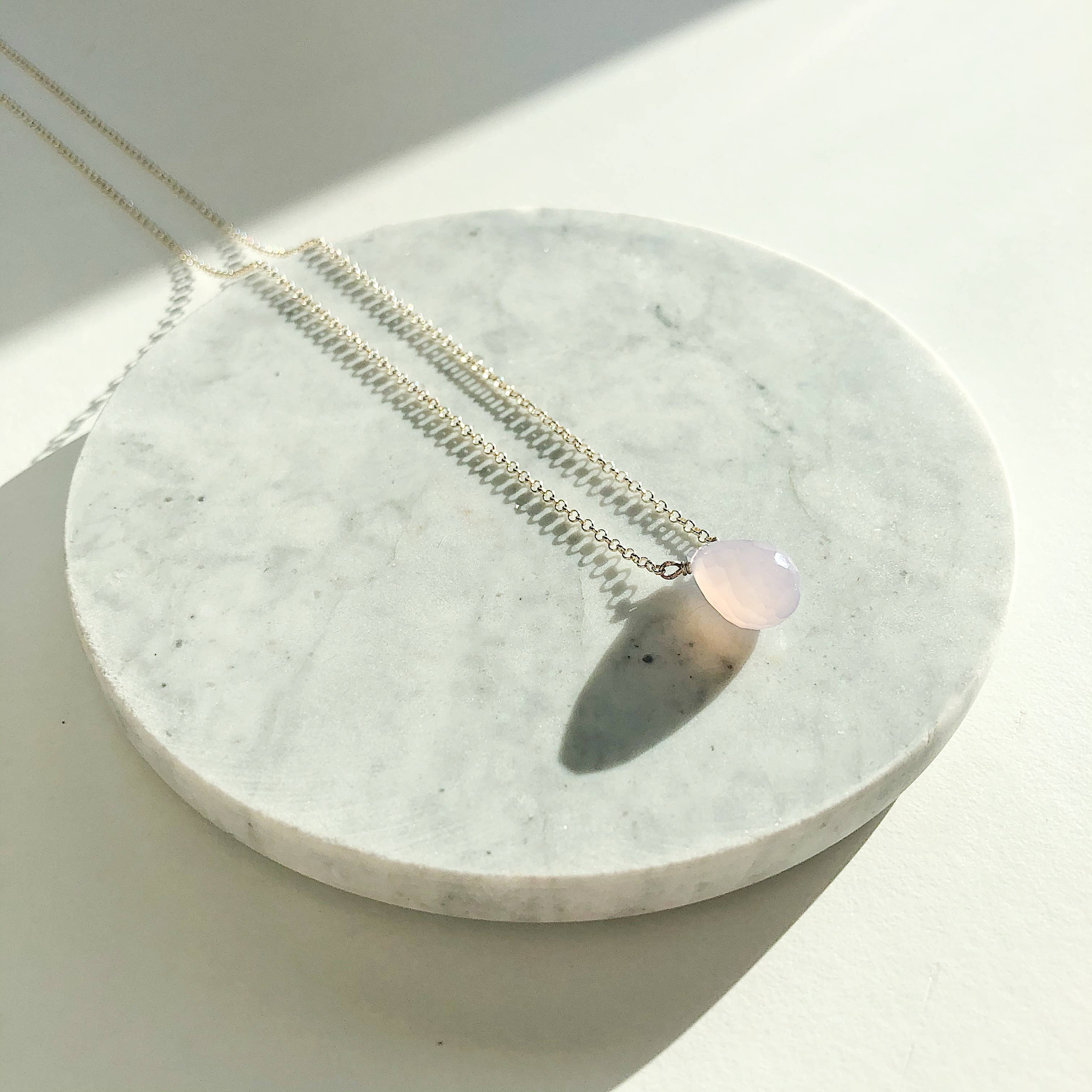 Third & Co. Studio - Wholesale Pendant/Charm Necklace - Faceted Rose Quartz Teardrop Necklace6