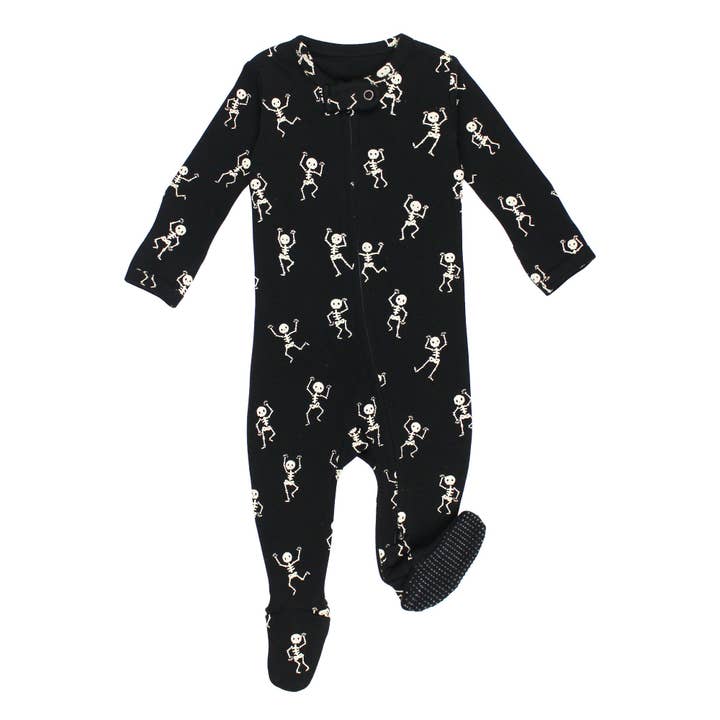 Dancing Skeletons | Organic Zipper Footie for wholesale by L'ovedbaby